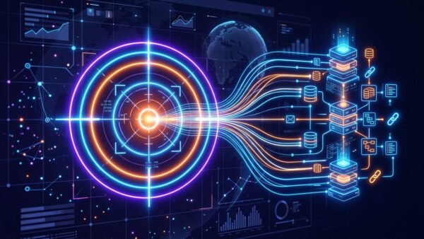 Portão digital brilhante se abrindo com uma luz verde neon (estilo WhatsApp), focado em não entregar o catálogo de produtos de graça e capturar o lead antes.