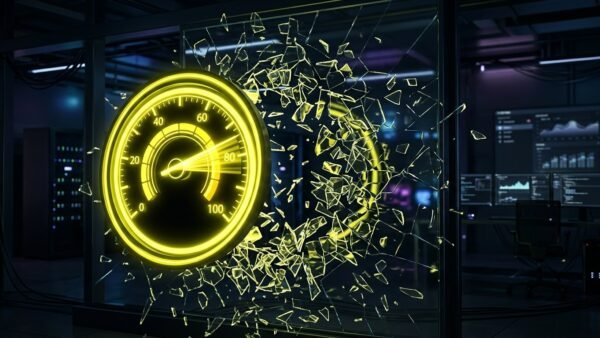 Miras de rastreamento (crosshairs) neon analisando um fluxo de dados no escuro, demonstrando a recuperação do ROI e tracking do Meta Ads.